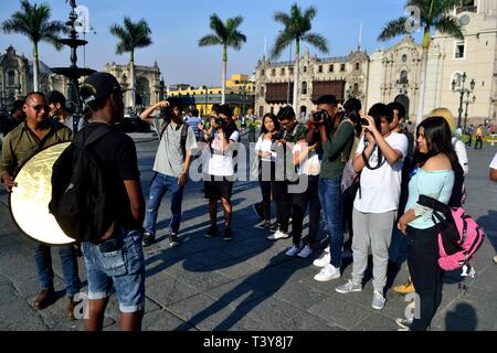 Cours de photographie - Plaza de Armas de Lima. Département de Lima au Pérou. Banque D'Images