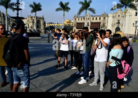 Cours de photographie - Plaza de Armas de Lima. Département de Lima au Pérou. Banque D'Images