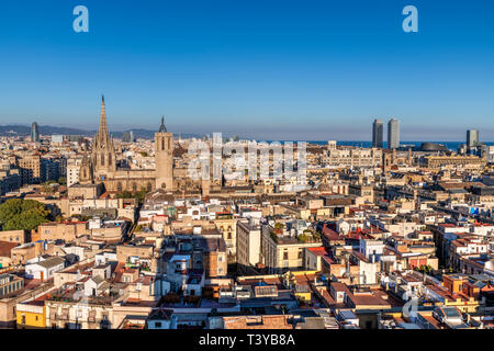 Quartier gothique skyline, Barcelone, Catalogne, Espagne Banque D'Images