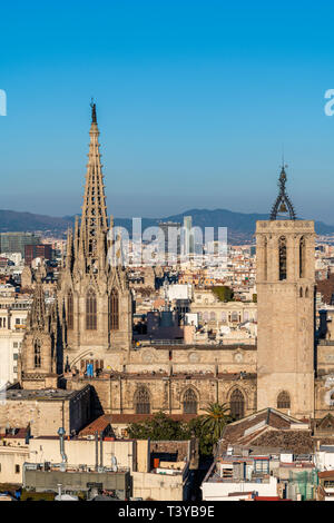 Quartier gothique skyline, Barcelone, Catalogne, Espagne Banque D'Images