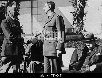 Le général Giraud, Roosevelt, le Général de Gaulle et Winston Churchill à Casablanca, Janvier 1943 Banque D'Images