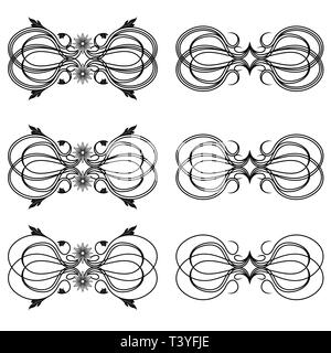 Ensemble d'éléments de conception pour le tourbillon des frontières et d'autres châssis, hand drawn vector illustrations Illustration de Vecteur