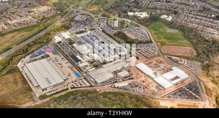 Une vue aérienne de Jaguar Land Rover à Whitley, Coventry, West Midlands, Royaume-Uni Banque D'Images