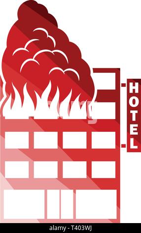 Bâtiment de l'hôtel dans l'icône d'incendie. Télévision couleur design. Vector illustration. Illustration de Vecteur