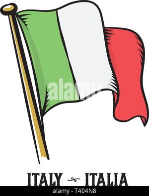 Vintage style gravure drapeau Italie isolés vector illustration Illustration de Vecteur