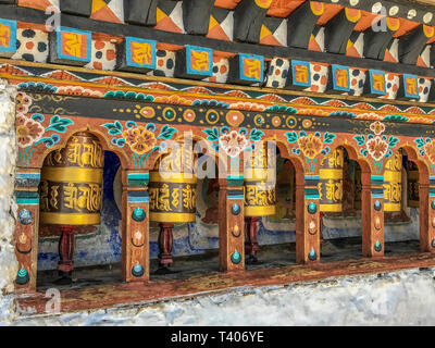 Bhoutan Bhoutan Thimphu roues de prière bouddhiste Banque D'Images