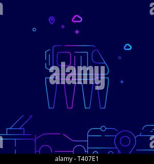 Route de monorail ligne vectorielle Illustration. Les transports publics, l'icône de dégradé, symbole signe. Fond bleu foncé. Bordure inférieure connexes. Illustration de Vecteur