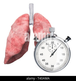 Les poumons avec chronomètre. Premiers soins et traitement des poumons, rendu 3D concept isolé sur fond blanc Banque D'Images