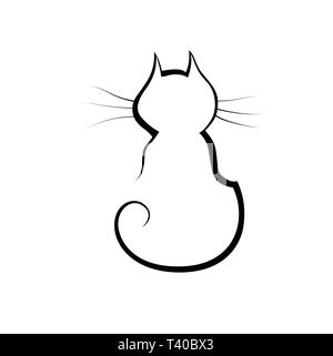 L'icône de la ligne du chat mignon petit animal vector Illustration de Vecteur