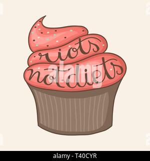 Les régimes alimentaires pas d'émeutes quote part sur un joli cupcake ou muffin. Illustration de Vecteur