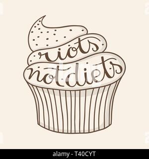 Les régimes alimentaires pas d'émeutes quote part sur un joli cupcake ou muffin. Illustration de Vecteur