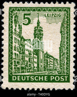 Timbre-poste de l'Allemagne, l'occupation alliée 1945-1949 dans l'Ouest Saxe série émise en 1946 Banque D'Images