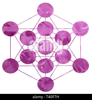 Metatron cube géométrie sacrée méditation chakra violet illustration de l'énergie Banque D'Images