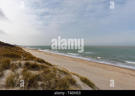 Domburg - Vue de la plage des dunes en direction de Domburg , Zélande, Pays-Bas, Domburg, 20.03.2019 Banque D'Images