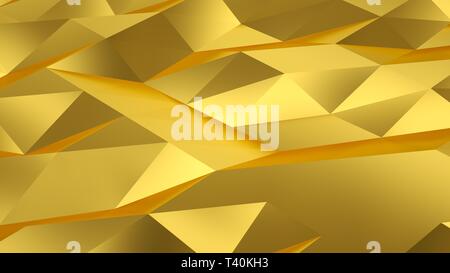 Polygone triangle arrière-plan de formes. Deco 3D'or géométrique. Le rendu 3D. Banque D'Images