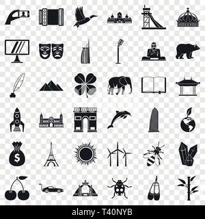 Big world icons set, le style simple Illustration de Vecteur