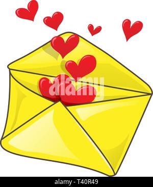 Enveloppe romantique avec beaucoup de coeur. clip-art Vector illustration Illustration de Vecteur