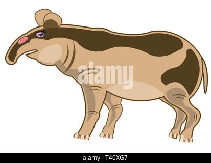 Tapir animal est isolé sur fond blanc Illustration de Vecteur