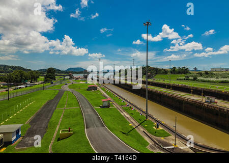 Miralflores verrous au Canal de Panama. Banque D'Images