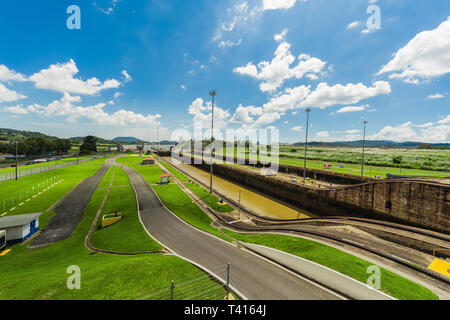 Miralflores verrous au Canal de Panama. Banque D'Images