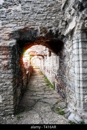 Le passage Sainte Catherine - allée un peu dans la vieille ville de Tallinn, Estonie. Banque D'Images