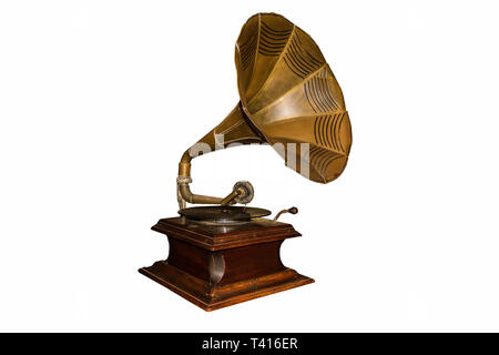 Vieux gramophone - cut out Banque D'Images