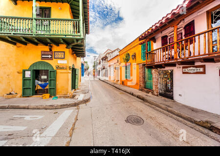 Cartagena, Colombie - Novembre 13, 2016 : la vieille ville de Carthagène avec son architecture unique. Banque D'Images