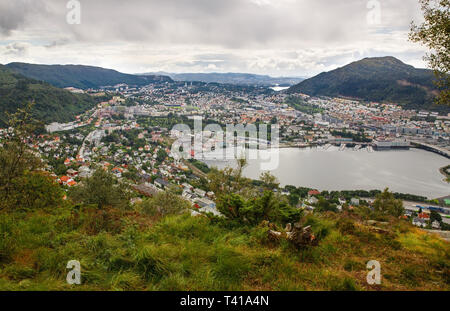 Vue de dessus de la ville de Bergen en Norvège. Banque D'Images