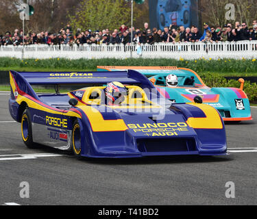 Mark Webber, Andrew Frankel, Porsche 917/30, 77e réunion des membres, Goodwood, West Sussex, Angleterre, avril 2019, Christian Jacq, voitures, course, circuit classi Banque D'Images