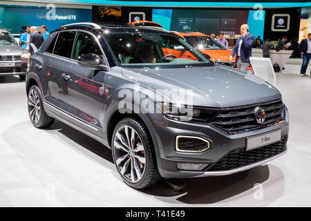 Genève, SUISSE - Le 5 mars 2019 : Volkswagen T-Roc location de vedette à la 89e Salon International de l'Automobile de Genève. Banque D'Images