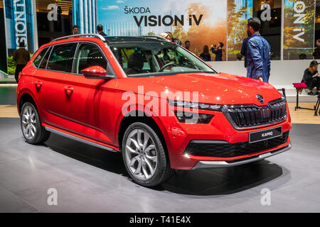 Genève, SUISSE - Le 5 mars 2019 : voiture Skoda Kamiq présentés à la 89e Salon International de l'Automobile de Genève. Banque D'Images