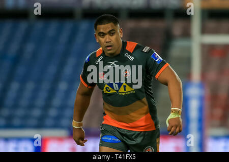 11 AVRIL 2019 , John Smiths Stadium, Huddersfield, Angleterre ; Betfred Super League, Round 10, Huddersfield Giants vs Castleford Tigers Junior ; maures de Castleford Tigers au cours de l'gameCredit Craig Milner/News Images Banque D'Images