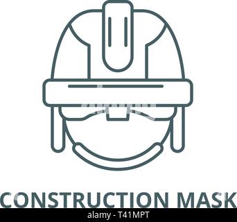 Masque de la construction, l'icône de la ligne de vecteur. Contour masque Construction signe, symbole, télévision illustration Illustration de Vecteur