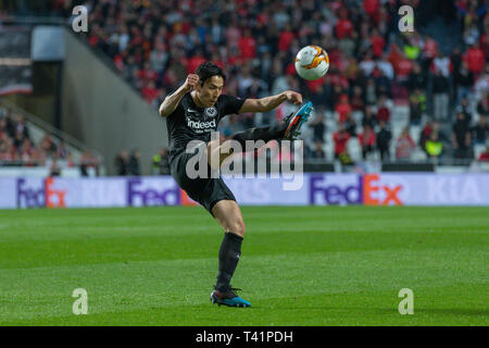 Le 11 avril 2019. Lisbonne, Portugal. L'Eintracht Francfort defender du Japon Makoto Hasebe (20) en action au cours de la partie de l'UEFA Europa League, quarts de finale, SL Benfica vs Eintracht Frankfurt © Alexandre de Sousa/Alamy Live News Banque D'Images