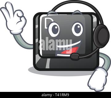 Casque avec bouton D sur la forme de dessin animé Illustration de Vecteur