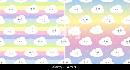 Vector illustration parfaite de bébé motif. définir les enfants avec motif transparent nuages mignon, étoiles. Illustration de Vecteur