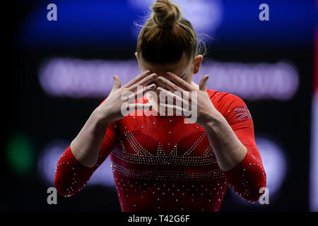 Szczecin, Pologne. 12 avr, 2019. Alice Kinsella de Grande-bretagne vu après le Women's Dauphin total final du 8ème Championnat d'Europe en gymnastique artistique (jour 3). Credit : SOPA/Alamy Images Limited Live News Banque D'Images