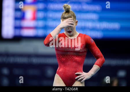 Szczecin, Pologne. 12 avr, 2019. Alice Kinsella de Grande-bretagne vu après le Women's Dauphin total final du 8ème Championnat d'Europe en gymnastique artistique (jour 3). Credit : SOPA/Alamy Images Limited Live News Banque D'Images
