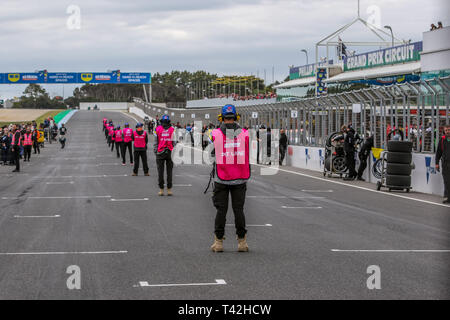 Phillip Island, Victoria, Australie. 13 avr, 2019. Championnat Supercars australien Virgin Phillip Island 500 WD40 - Course à pied avant de pré grille course 9. Credit : brett keating/Alamy Live News Banque D'Images