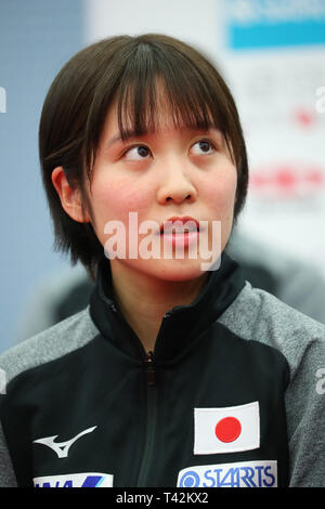 Tokyo, Japon. 13 avr, 2019. Miu Hirano (JPN) Tennis de Table : conférence de presse pour les Championnats du Monde de Tennis de Table 2019 à Tokyo, Japon . Credit : YUTAKA/AFLO SPORT/Alamy Live News Banque D'Images