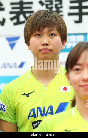 Tokyo, Japon. 13 avr, 2019. Hitomi Sato (JPN) Tennis de Table : conférence de presse pour les Championnats du Monde de Tennis de Table 2019 à Tokyo, Japon . Credit : YUTAKA/AFLO SPORT/Alamy Live News Banque D'Images