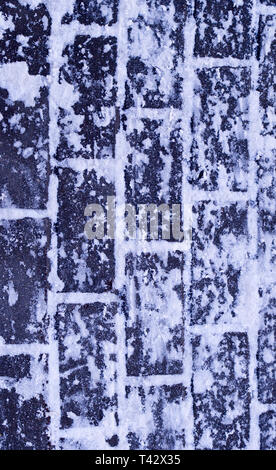 Trottoir pavés recouverts de neige. saisonnière, arrière-plan. Banque D'Images