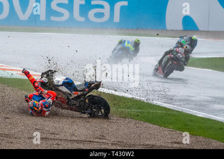 Valence/Espagne - 11/18/2018 - # 43 Jack Miller (AUS) Ducati Pramac, Alma s'écraser sur le GP de Valencia Ricardo Tormo à Banque D'Images