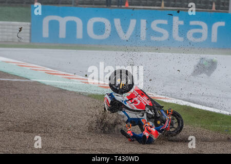 Valence/Espagne - 11/18/2018 - # 43 Jack Miller (AUS) Ducati Pramac, Alma s'écraser sur le GP de Valencia Ricardo Tormo à Banque D'Images