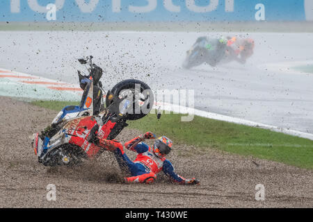 Valence/Espagne - 11/18/2018 - # 43 Jack Miller (AUS) Ducati Pramac, Alma s'écraser sur le GP de Valencia Ricardo Tormo à Banque D'Images