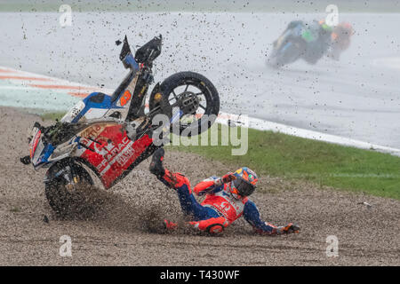 Valence/Espagne - 11/18/2018 - # 43 Jack Miller (AUS) Ducati Pramac, Alma s'écraser sur le GP de Valencia Ricardo Tormo à Banque D'Images