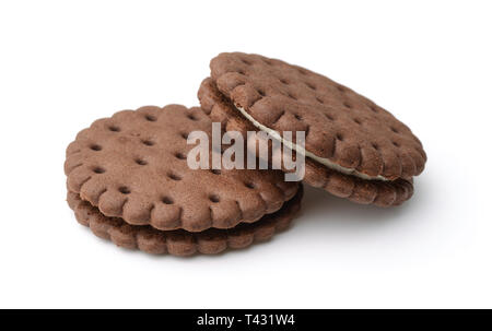 Sandwich au chocolat biscuits isolated on white Banque D'Images