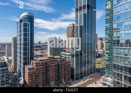 Chicago NEMA, highrise residential building en construction Banque D'Images