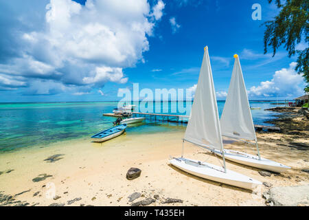 Plage publique à l'île Maurice, l'Afrique Banque D'Images