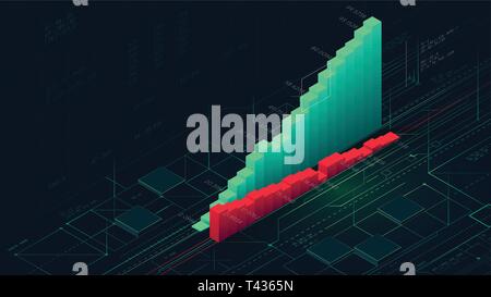 Analyse financière des bases de données complexes, infographie colonnes de business analytics indiquant les progrès, concept créatif pour la présentation pour les financial Illustration de Vecteur